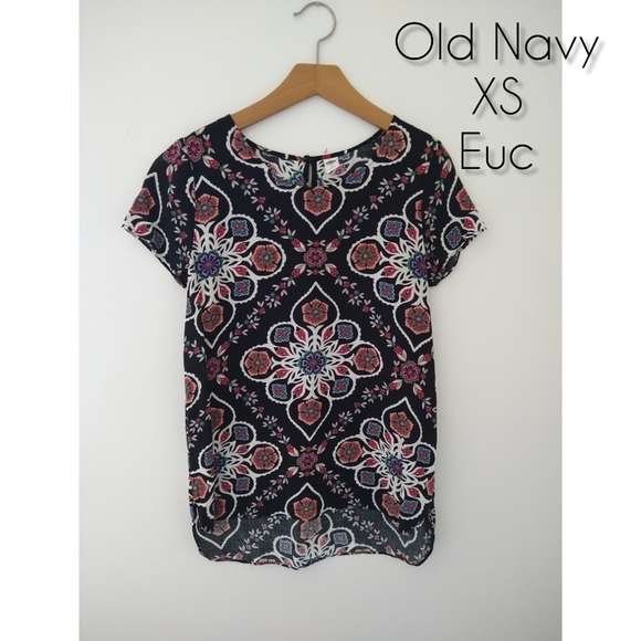 Old Navy XS Patterned Short Sleeve Blouse - Picture 1 of 2